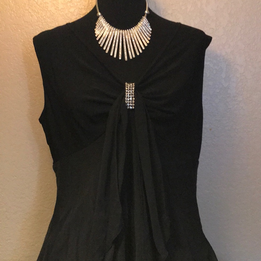 Black Diamond Studded Blouse w/Sheer Accents